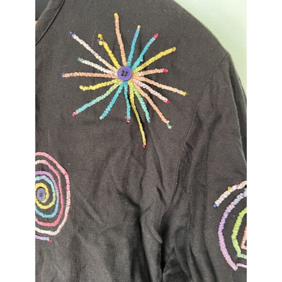 New Direction Jacket Womens S Black Embroidered Beaded Art to Wear Artsy Casual - Picture 2 of 7